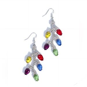 Colorful Christmas Lights Gemstone Drop Earrings